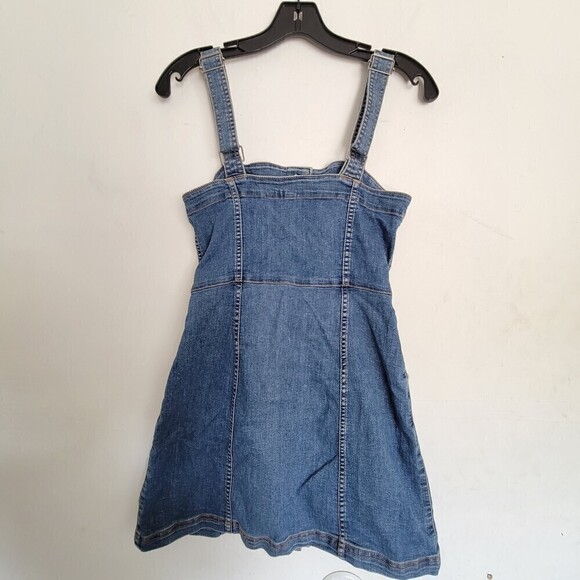 H&M Divided Button Front Blue Denim Cotton Jean Mini Dress Size 4 - Picture 3 of 12